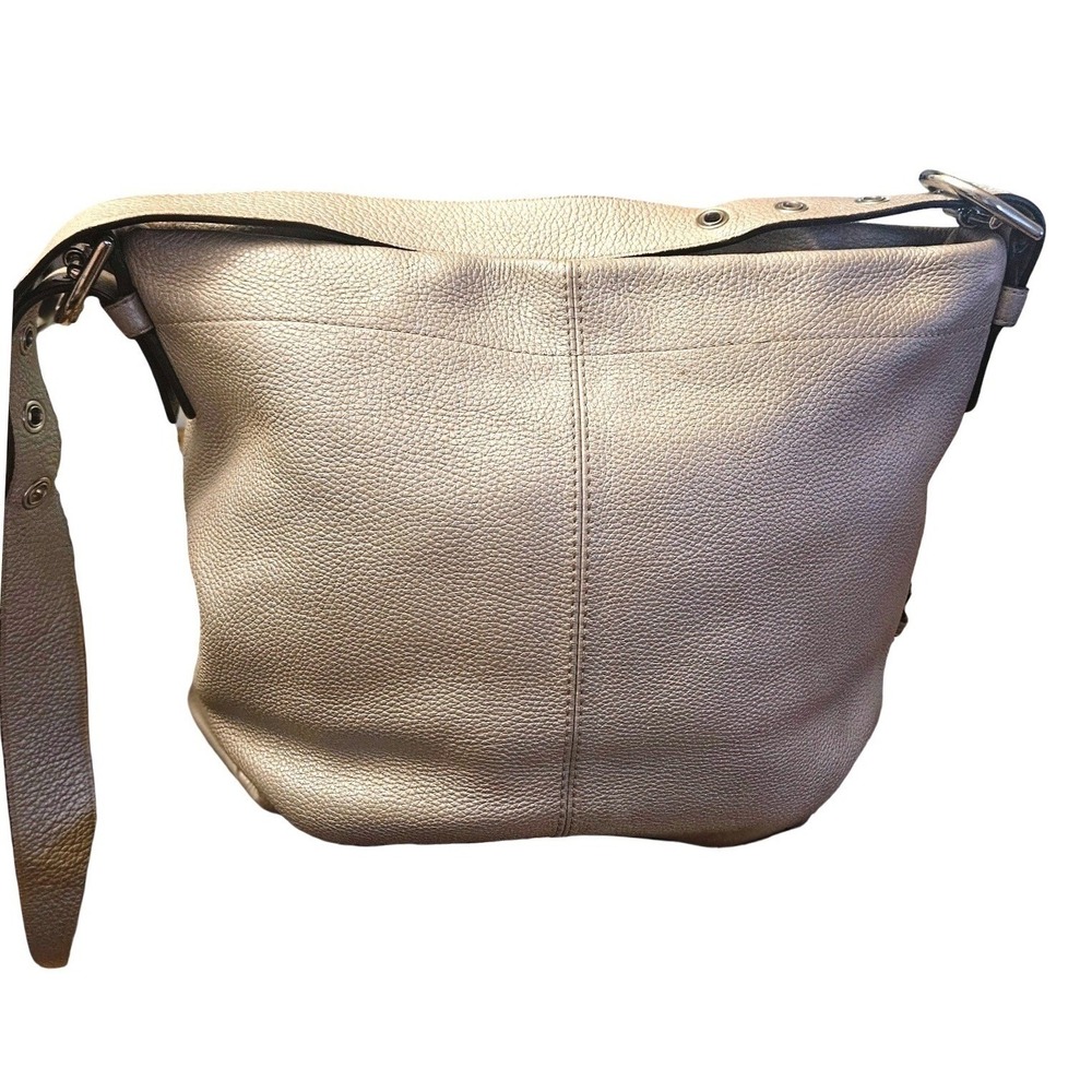 Coach Penelope Metallic Champagne Gold Pebbled Leather Hobo Bag F15064